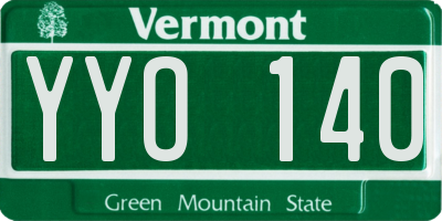 VT license plate YYO140