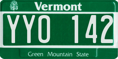 VT license plate YYO142