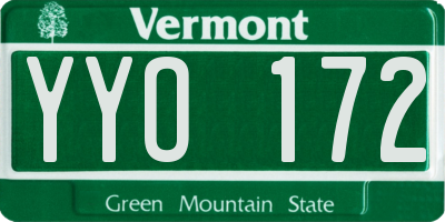 VT license plate YYO172