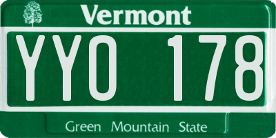 VT license plate YYO178
