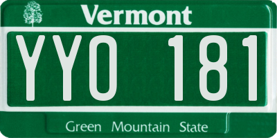 VT license plate YYO181