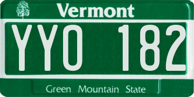 VT license plate YYO182
