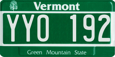 VT license plate YYO192