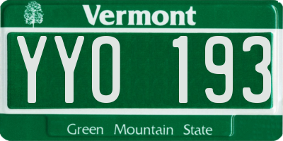 VT license plate YYO193