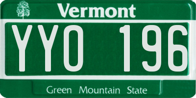 VT license plate YYO196