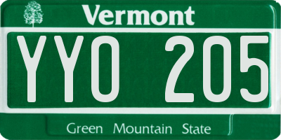 VT license plate YYO205