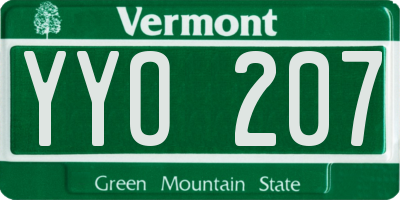 VT license plate YYO207