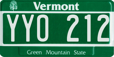 VT license plate YYO212