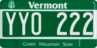 VT license plate YYO222