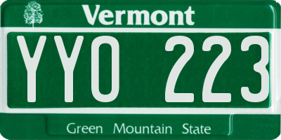 VT license plate YYO223