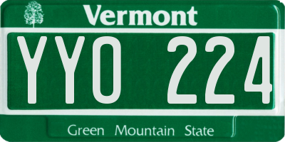 VT license plate YYO224