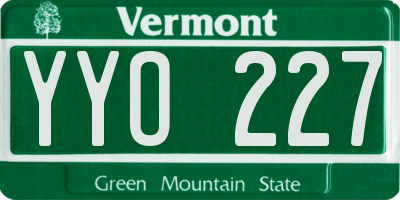 VT license plate YYO227