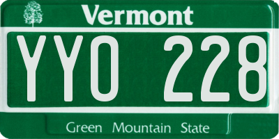 VT license plate YYO228