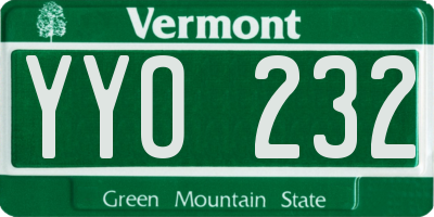 VT license plate YYO232