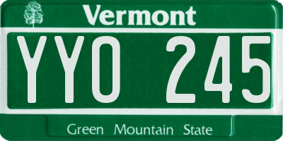 VT license plate YYO245