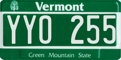 VT license plate YYO255