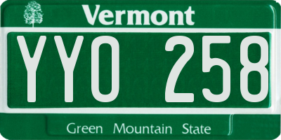 VT license plate YYO258