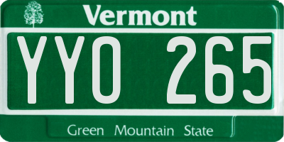 VT license plate YYO265