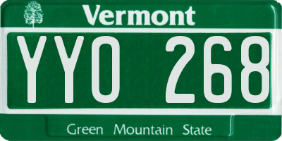 VT license plate YYO268