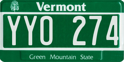 VT license plate YYO274