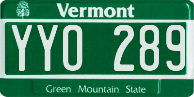 VT license plate YYO289