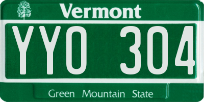 VT license plate YYO304