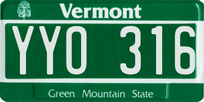 VT license plate YYO316