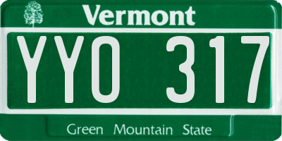 VT license plate YYO317