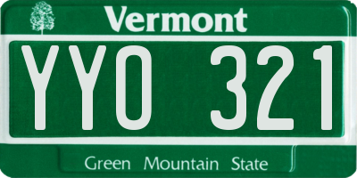 VT license plate YYO321