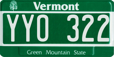 VT license plate YYO322