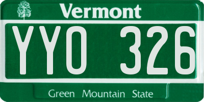 VT license plate YYO326
