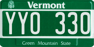 VT license plate YYO330