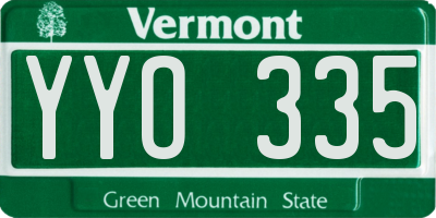 VT license plate YYO335