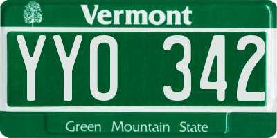 VT license plate YYO342