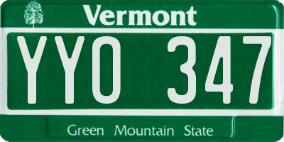 VT license plate YYO347