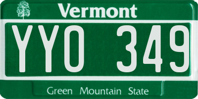VT license plate YYO349
