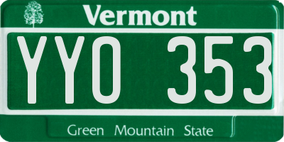 VT license plate YYO353