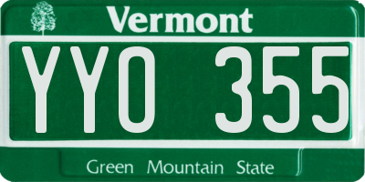 VT license plate YYO355