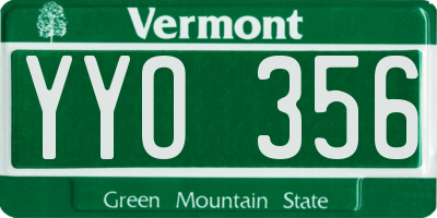VT license plate YYO356