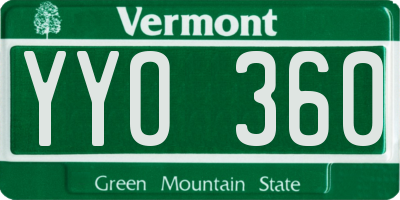 VT license plate YYO360