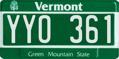 VT license plate YYO361