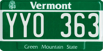 VT license plate YYO363