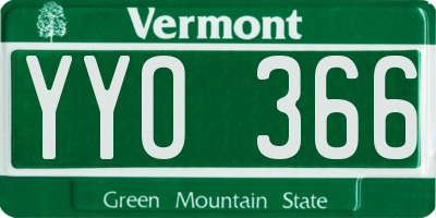 VT license plate YYO366