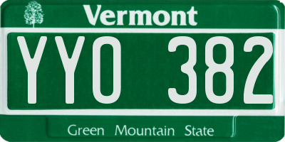 VT license plate YYO382