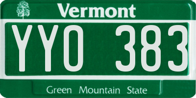 VT license plate YYO383
