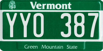 VT license plate YYO387