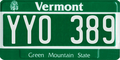 VT license plate YYO389