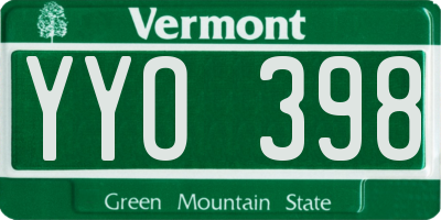 VT license plate YYO398