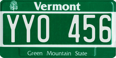 VT license plate YYO456