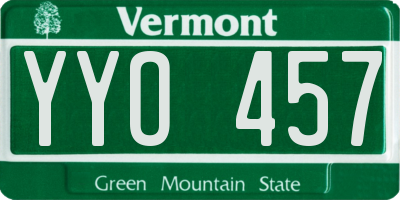 VT license plate YYO457